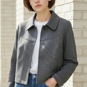 ALYSI Blazer Jacket Made in Italy Pure Wool Poly Blend Size 2 Gray 2 Button